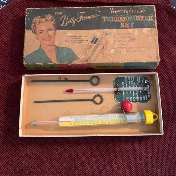 Vintage 1950s Betty Furness Westinghouse Thermometer Set Candy Roasts Jellies